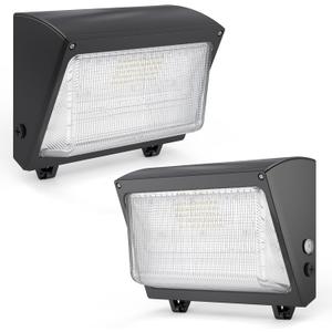 LED Wall Pack Light: 120W 18000lm LED Security Flood Lighting with Dusk to Dawn Photocell - Glass Lens Outdoor LED Wall Lights 2Pakcs for Yard ETL Listed
