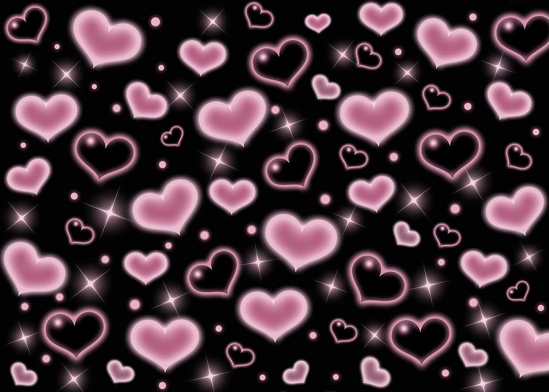 Alltten 7x5FT Pink and Black Hearts Backdrop 2000s Backdrop Valentines Backdrops for Photoshoot Brithday Wedding 90s Old School Party Decoration for Girls F239