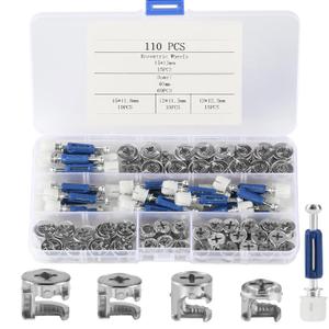 Cam Lock Nuts and Cam Screws, 110 Pcs Cam Locks for Furniture Cam Lock Nuts, 3-in-1 Furniture Cam Lock Fasteners, Fittings Lock Nuts Hardware for Furniture Drawer Panel Cabinet Connecting