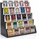 5 Tier Wooden Card Display Stand – Vertical Card Holder Display for Trading Cards, Game Cards, Sports Cards, Graded PSA/BGS/SGC, Baseball, Basketball&Football(Soccer) Card Stand, Desk & Shelf Organize,Black