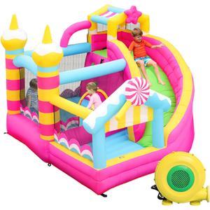 Bounce House for Kids, Inflatable Bouncy House, Indoor Toddler Bounce House, Pink Bounce House with Slide, Bouncy Castle for Backyard Outoodr, Jump House with 450W Blower, 10 X 9.6 X 7.6 Ft