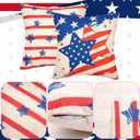 Patriotic Pillow Covers 18x18 Inch Set of 2, 4th of July Red White Blue Throw Pillow Covers for Holiday Decor