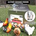 Metal Chicken Feeder Large Capacity 85lbs Automatic Metal Rat Proof Chicken Feeders No Waster Weatherproof Poultry Feeder for Chickens, Geese, Ducks, Turkeys, Quails (10-Port)