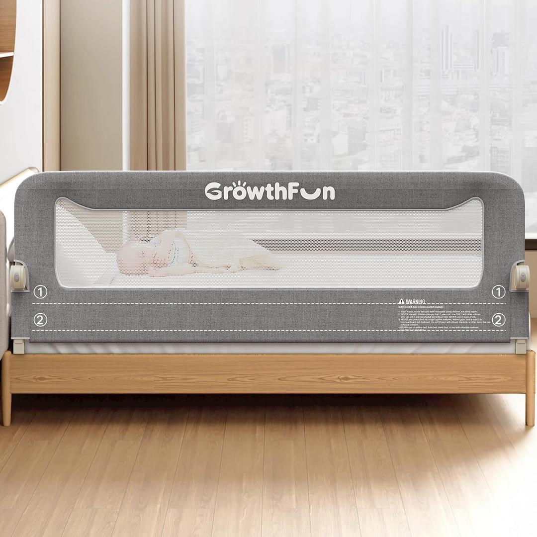 Foldable Bed Rail for Toddlers, 71in Reinforced Carbon Steel Frame&Connectors, Breathable Cationic Fabric - Safety Toddler Bed Rails for Queen, King, Twin, Full, No-Tool Setup.