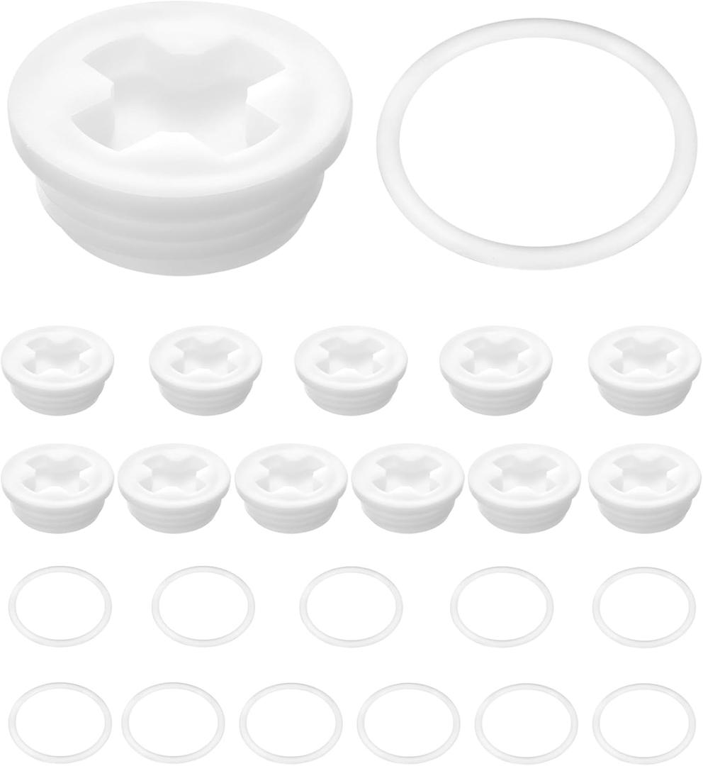 QWORK Bung Cap with 2" Thread Size for 55 Gallon Plastic Drums, 24 Pack Poly Buttress Drum Bung, Fine and Coarse Thread