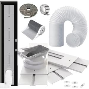 95" Sliding Door AC Vent Kit with 5.9"AC Hose Filter Screen & Weather Stripping Universal 5.0/5.9 Inch Coupler for Window/Sliding Glass Door Portable AC Energy Saving Airtight Seal Pancel