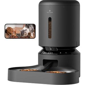 PETLIBRO Automatic Cat Feeder with Camera for Two Cats, 1080P HD Video with Night Vision, 5G WiFi Pet Feeder with 2-Way Audio for Cat & Dog, Low Food & Motion & Sound Alerts, Dual Tray, Black 5L