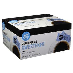 Amazon Brand - Happy Belly Zero Calorie Blue Aspartame Sweetener Packet, Powder, 1000 count (Pack of 1) (Previously Sugarly Sweet)