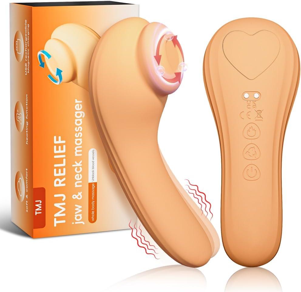 TMJ Relief Products Jaw Massager,Neck Massager with Rolling,Vibrating and Heating, Real-Like Massage for TMJ Jaw & Neck Pain Relief, Stiff Jaw, Tension, Stiffness