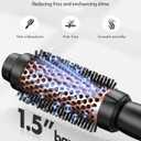 Thermal Round Brush, 1.5 inch Blowout Brush with Ceramic Barrel & Negative Ions Tech Makes Hair Smoother Get Natural Curls, Heated Styler Tool for All Hair Type, Dual Voltage