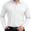 COOFANDY Mens Stretch Dress Shirts Long Sleeve Button Down Shirt Wrinkle Free Formal Business Shirts M