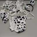 OYOANGLE Women's Plus Size 6 Piece Cow Print Cut Out Garter Costume Cosplay Lingerie Set 3XL