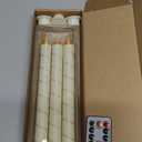 Flameless Cone Candle with Built-in Star String Light, 11-Button Remote Control, Timer, Battery Powered, Simulated Flame, 3-Pack Window Candle, Christmas Home & Wedding Decoration (Ivory) (White)