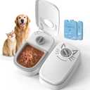 2-Meal Timed Cat Feeder, 48H Wet Food Dispenser with Ice Packs, 700ml Capacity, Battery Powered for Cats & Small Dogs