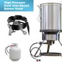 High Pressure Cast-Iron Propane Burner Head, Propane Cooking Burner with 20 PSI Adjustable High Pressure Propane Regulator with Hose and Brass Fitting, Quemadores De Gas propano for Outdoor Cooking