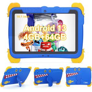 C idea Android 13 Kids Tablet,10.1 inchTablet for Kids,Children Tablet 4GB RAM+64GB ROM(1TB TF), FHD IPS Screen,Pre-intalled IWAWA,6000mAh Battery,5G WiFi|Great Gift for Toddler(Blue)