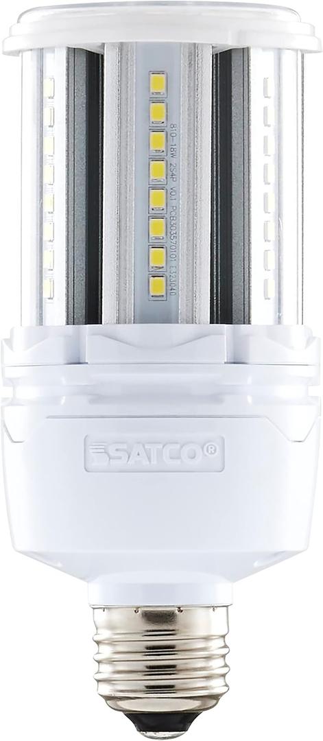 Satco S49390 Corncob LED HID Light Bulb, Medium Base, 18W, 35000 Hour Rating, 2484L, Natural Light