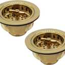 Westbrass Wing Nut Style Large Kitchen Sink Basket Strainer, 2 Pack, Polished Brass, D2135-01