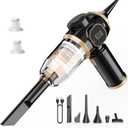 Brushless Motor Portable Cordless Car Vacuum Cleaner 25000 Pa High Power, LCD Display, Rechargeable Handheld Vacuum for Car, Home, Office | Efficiently Removes Pet Hair, Sofa (Black & Gold)