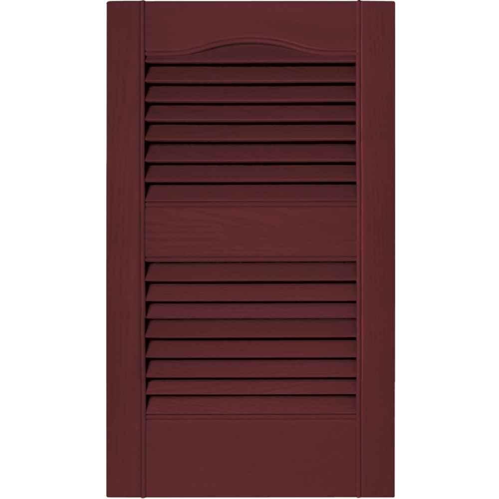 Louvered Vinyl Exterior Shutters Pair in #078 Wineberry