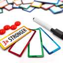 32 Pieces Strong Dry Erase Magnetic Labels 3.3" x 1.3" | Writable Magnetic Name Tags Strips Plates Dry Erase Magnets for Whiteboard Classroom Locker Refrigerator Metal Shelves Crafts | Bonus Included
