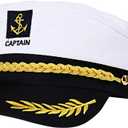 Captain Yacht Hat Boating Cap, Adjustable Sailor Marine Admiral Cosplay Hat for Men Women Kids Halloween Party Costume Accessories, White (White)