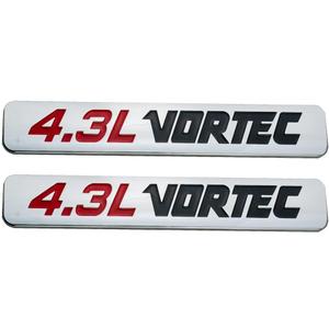 2pcs 4.3L VORTEC Emblem Badge for Colorado Sierra Silverado 1500 2500HD (Chrome Black Red)