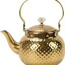 2L Hammered Tea Kettle, Stainless Steel Tea/Coffee Pot Loose Leaf Teapot for Tea, Milk, Coffee, 2L Teapot with Strainer Stovetop Tea Kettle, Outdoor Travel Supplies, Gift For Tea (Gold 2L)
