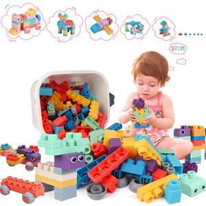 Top STEM Soft Building Block Sets for Kids Aged 18 months to 6 years old.Mega Building Blocks for preschool.Large Construction Block Toys for Toddler to Improve ImaginationCreativityHands-on Ability (Pink Red Blue Purple Orange Green Yellow)