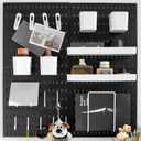 Wall-Mounted Pegboard Kit, 25.2" x 25.2" Organizer Panel  Large, Cost-Effective & Nail-Free Installation Black