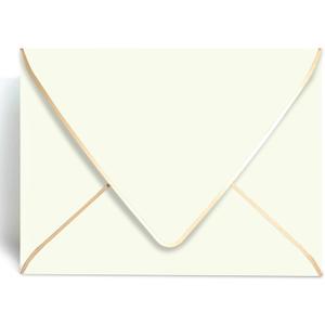 A7 Ivoy Envelopes 5 x 7 With Gold Border,- 50 Pack,For 5x7 Cards| Quick Self Seal| Perfect for Weddings, Invitations, Photos, Graduation, Baby Shower| Thick Luxury paper|5.25 x 7.25 Inches (Ivory)