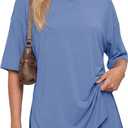 Darong Women's 2 Piece Summer Matching Set Lounge Wear with Pockets | Vacation travel outfit, Airport resort wear, Athleisure clothing, Oversized top & Loose fit drawstring shorts (Blue, L)