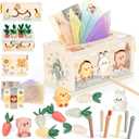 Joyreal 8-in-1 Montessori Tissue Box Toy for Baby 12 Months - Neutral Color Wooden Activity Cube for Boys and Girls First Birthday Gifts - Sensory Toy for Toddlers 1-3 Preschool Learning Education