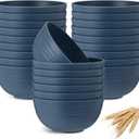 Eccliy 24 Pcs Wheat Straw Bowl Sets, Unbreakable Cereal Bowl 24 oz, Microwave and Dishwasher Safe Bowls for Cereal, Salad, Snack and Soup, Winter Style (Dark Blue)