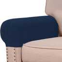 Turquoize Stretch Armrest Covers for Chairs and Sofas Couch Arm Covers for Sofa Spandex Jacquard Armrest Cover Anti-Slip Furniture Protector Washable Armchair Slipcovers for Recliner Set of 2, Navy