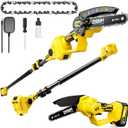 IMOUMLIVE 2-IN-1 Cordless Pole Saw & Mini Chainsaw, 21V 3.0Ah Battery Powered 6 Inch Electric Pole Chainsaw, 6.6 LB Lightweight, 14.8-Foot MAX Reach Pole Saw for Tree Trimming