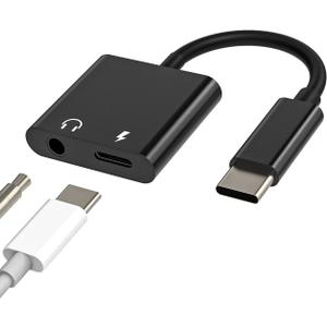 USB C to 3.5mm Audio Adapter Dongle 2 in 1 Dac Type C Jack Aux Headphone Splitter Charger Cord Accessories Cable for IPhone15 Ipad Pro Air Mini Compatible for Samsung Galaxy S23 S22 S21 Note10