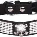 Serijoars Small Dog Collar with Rhinestone Crystal Diamond Colorful Bling Girl Puppy Cat Collars (L, Black5)