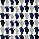 48 Pairs Winter Magic Gloves, Bulk Warm Brushed Interior, Stretchy Assorted Mens Womens (Assorted Black / Navy / Gray)