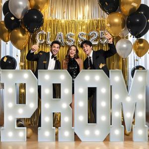 PROM Decorations 2025 Marquee Letters: Graduation Decorations Class of 2025 Large Marquee Light Up Letters 4 Feet Tall College High School Grad PROM Party Sign White Light Backdrop