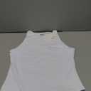 REORIA Womens Sexy Sleeveless High Neck Racer Back Halter Thong Bodysuits Leotard Tank Tops White Medium