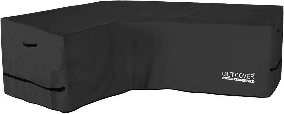 ULTCOVER Patio L-Shaped Left Facing Sofa Cover Waterproof for 4-Seater Outdoor Sectional Furniture Couch 58W (Left Side) x 85W (Back Length), Black