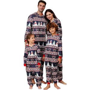 VNVNE Matching Christmas Onesie Pajamas for Women/Men/Couples/Family, Xmas Holiday Long Sleeve One-Piece Adults Pjs Sleepwear (M)