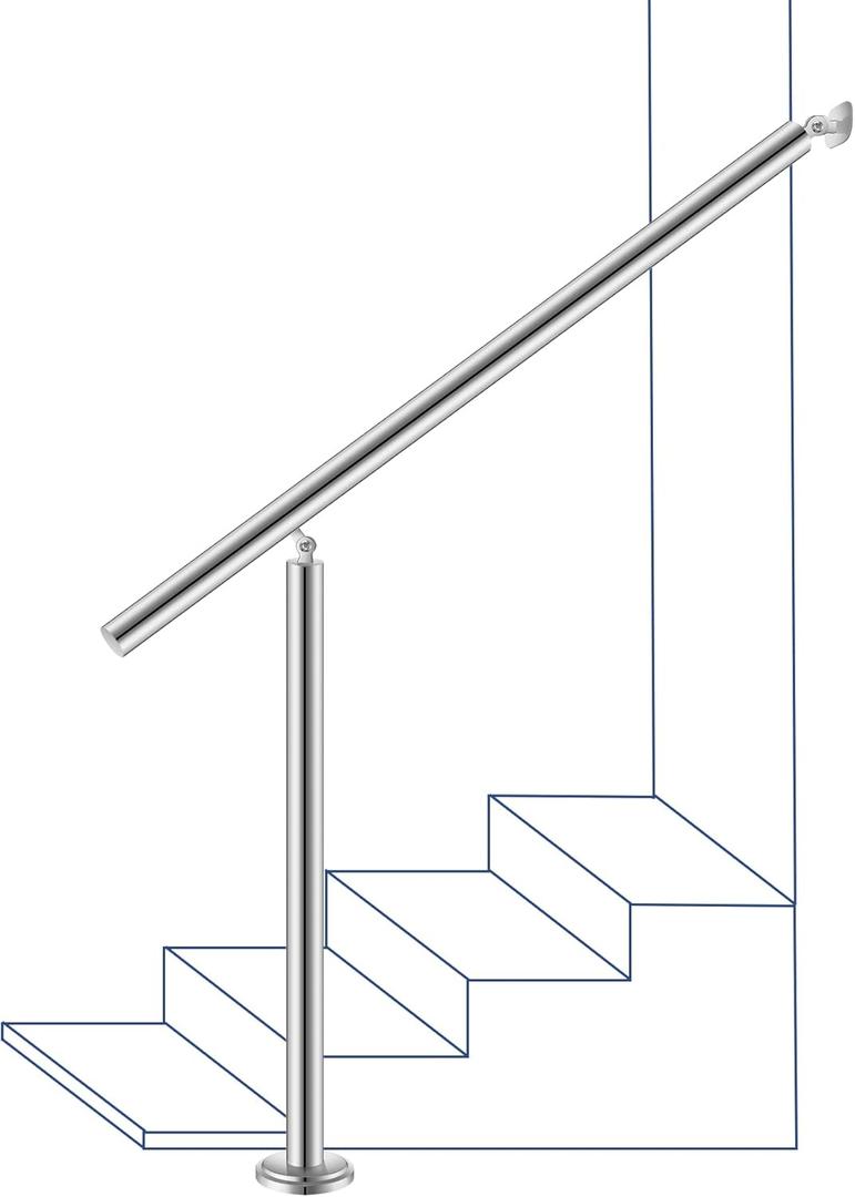 Handrails for Outdoor Steps, 304 Brushed Stainless Steel Handrail Railing Handrail Stair Rail 1-3 Step Outdoor Stair Railing (3 Ftt) (3 Step)
