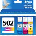 DEEIYUER 502 Ink Refill Bottles ET-2850 ET-3850 ET-15000 ET-4850 502 Color Ink Compatible for Ecotank ET 2850 ET 3850 ET-4760 ET-2760 ET-3830 ET 15000 ET 4850 ET-3843 2750 4750 Printer