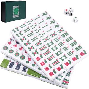 Pycoal Traditional Chinese Mahjong Tile Set, 1.18'' Melamine Mahjong Tile Premium 146PCS Mahjong Set with Portable Carrying Case, Instruction Manual, Dice Set, Mah jongg Game Set for Family, Gathering