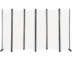 MAYOLIAH 6 Panel Folding Privacy Screen 9ft Wide, 6ft Tall Partition Room Divider Portable Office Walls Dividers Panel, White