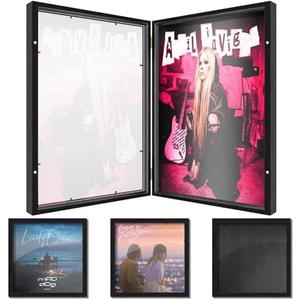 Pacify 2 Pack Magnetic Front-Opening Vinyl Record Frame for 12x12 Inch LP Covers, Solid Wood Album Frames for Vinyl Records Display, Wall-Mounted Record Display Frame with Clear Acrylic, Black (2, 12X12)