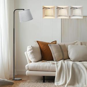 AKASUKI Floor Lamp for Living Room with 3 Color Temperatures, Foot Switch Standing Lamps for Living Room, Bedroom, Office, Arc Mordern Floor Lamp with 9W LED Bulb Included (White)