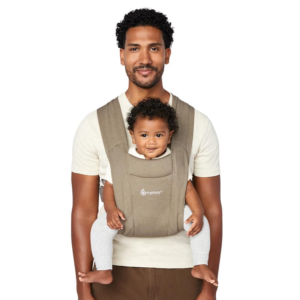 Ergobaby Embrace Baby Carrier Newborn to Toddler - Lightweight Ergonomic Baby Carriers - Cozy Essentials (7-25 Pounds), Ponte Knit, Olive